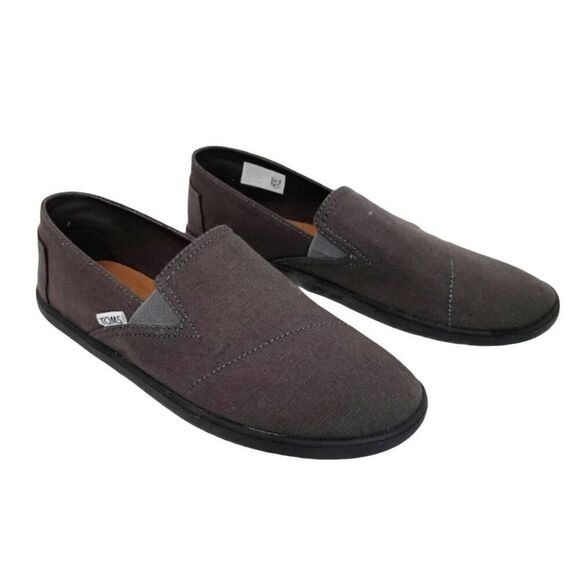 New TOMS Charcoal Pico Canvas Loafer Flat Sneakers Size 8.5 Slip on Round Toes - Picture 9 of 14